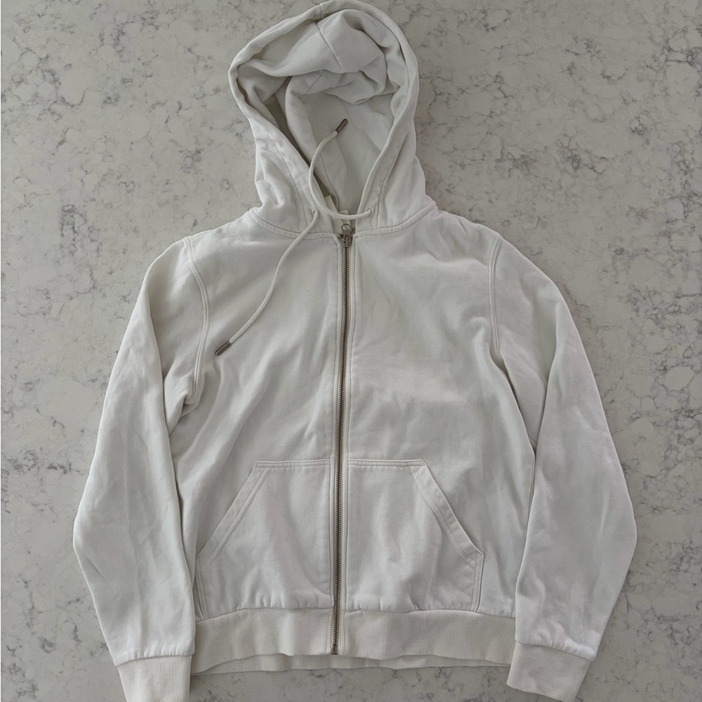 H&M White Zip-Up Hoodie